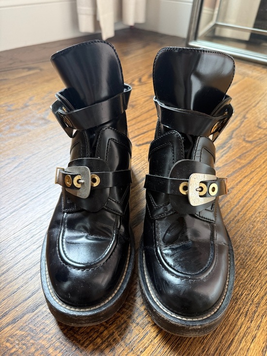 Balenciaga Shoes - BALENCIAGA Cienture Black Leather Buckle Ankle Boots